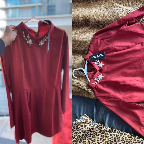 Dresses & Skirts - NWT. BURGUNDY COLLARED DRESS